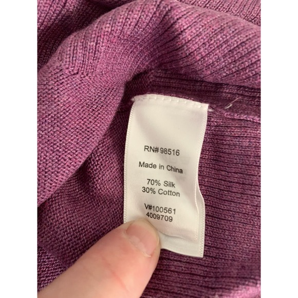 Coldwater Creek Purple Silk Cotton Cardigan Button Front 3/4 Sleeve Large - Picture 6 of 9